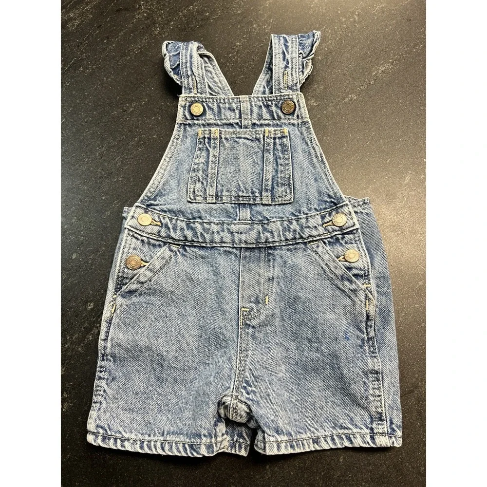 GAP Denim Toddler Short Overalls 18-24‎ Months Light Wash Jean Shortalls